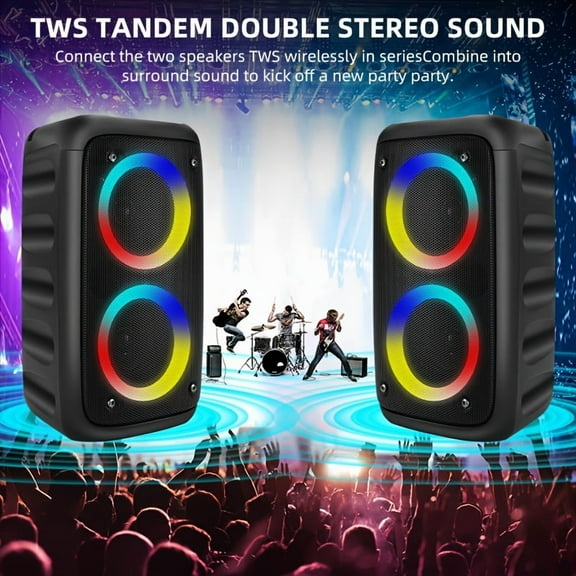 Wireless Speaker With Subwoofer, Large Boombox Speaker, Stereo Speaker, Subwoofer, Outdoor Wireless Speaker, Party Disco Light, TWS, TF, Optional MIC