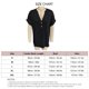 thumbnail image 3 of Top con botones y cuello en V para mujer, blusa holgada informal elegante de color liso, camisa de manga corta para trabajo de oficina, negro M, 3 of 3