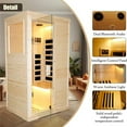 thumbnail image 7 of HOSAUNA Infrared Home Sauna Room,Personal  Low-EMF Spruce Wooden Indoor Sauna Spa,900W/110V Heaters, 10 Minutes Pre-Warm up, with Bluetooth Music Player, Ambient Light, and Speaker, 7 of 7