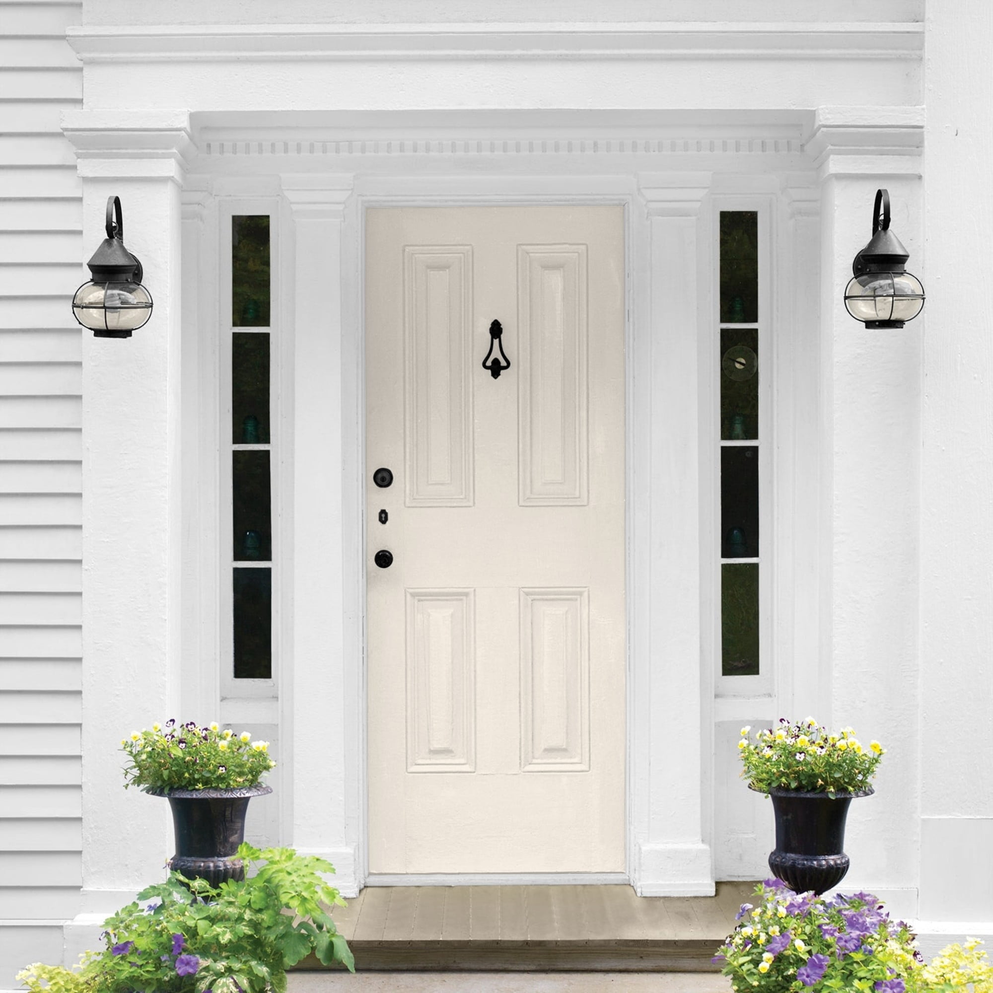Glidden One Coat Pearls and Lace / White Semi-Gloss Exterior Paint with Primer, 1 Gallon
