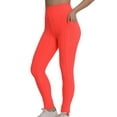 thumbnail image 2 of TrendOFT High Waist Yoga Pants with Pockets Tummy Control Workout Running Yoga Leggings for Women Orange L, 2 of 5