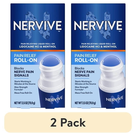 (2 pack) Nervive Pain Relieving Roll On, Max Strength Topical Pain Relief, 2.5 oz