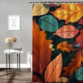 thumbnail image 2 of PRATYUS Autumn Leaves Shower Curtain Set with Hooks Chic Modern Bathroom Decor Polyester Fiber Fabric Waterproof Shower Curtain 69"x72, 2 of 7