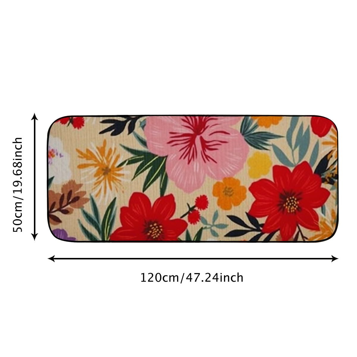 PHYHOO Spring Floral Door mats, Flowers Rug Washable Indoor Outdoor, Non Slip Doormat with Rubber Backing, Summer Absorbent Carpet Rugs Floor Mat for Outside Patio Home Decor 19.68*47.24 in