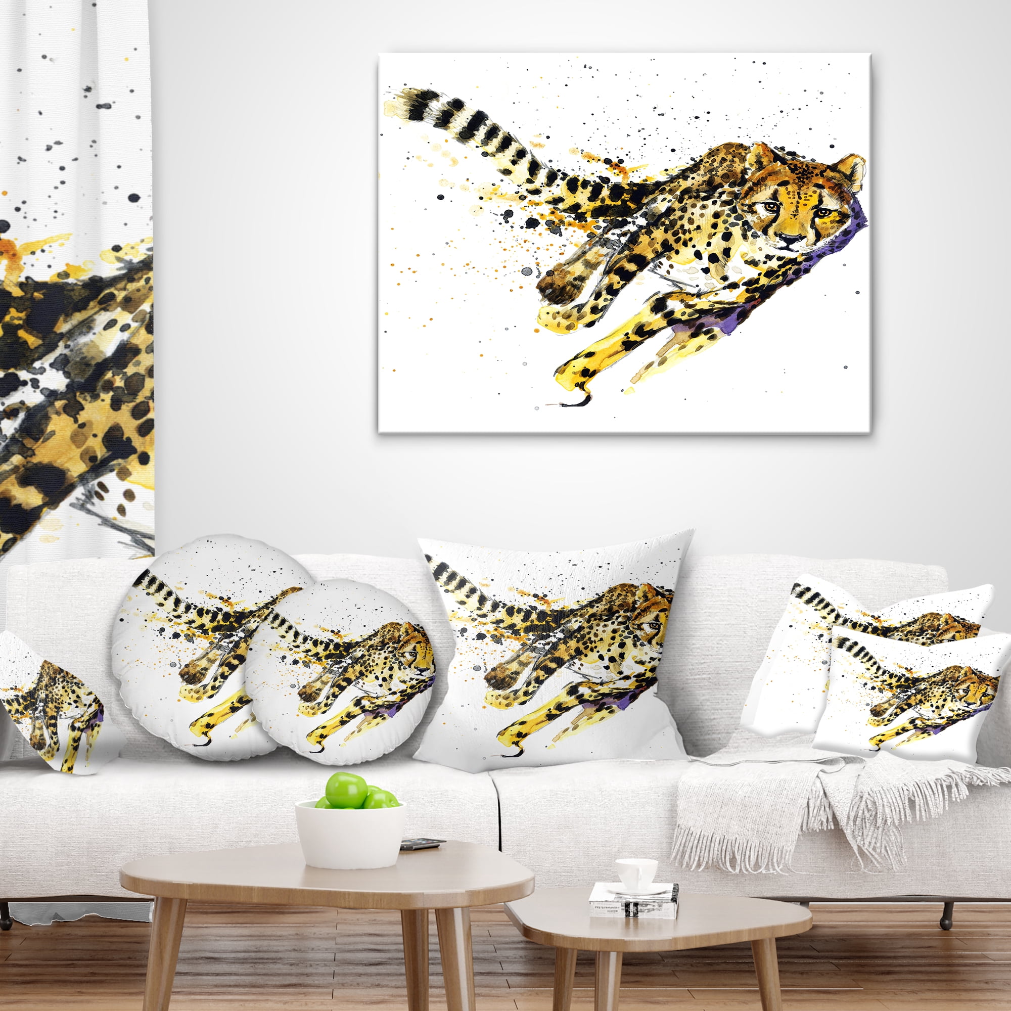 Designart Cheetah Illustration Artwork - Animal Throw Pillow - 16x16