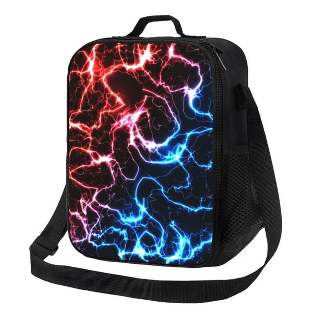 Disketp Red And Blue Lightning Bolsa Térmica Estampada para Almuerzo, Lonchera para Hombres y Mujeres Adultos