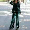 thumbnail image 5 of mihongmao Summer Cruise Outfits For Women 2026 Pilates Outfits Women's Casual Loose-fitting Round Neck Pullover Long-sleeved Trousers Velvet Suit Green 3X, 5 of 9