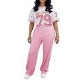 thumbnail image 4 of Lounge 2 Piece Sets for Women Summer Casual Outfits Jersey Shirts and High Waisted Pants Sets Pink 2XL, 4 of 5