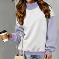 thumbnail image 4 of Women's Oversized Sweatshirts Color Block Turtleneck Pullover Tops Long Sleeve Loose Fall Fashion Outfits, 4 of 8