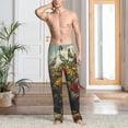 thumbnail image 2 of Mens Pajama Pants, Floral Rhino With Birds Soft Sleep & Lounge Pants for Men, Cuteness Casual PJ Bottoms Pants with Pockets, 2 of 7