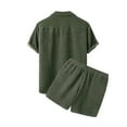 thumbnail image 4 of Honeeladyy Men's Casual Button-Down Shirts Short Sleeve Striped Dress Shirts Button Down Tops #Yb-Army Green-XXXL, 4 of 6