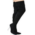 thumbnail image 3 of CAPE ROBBIN ESTELE POINTED-TOE THIGH HIGH CLEAR STILETTO BOOTS-BLACK Boots, 3 of 5