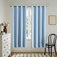 thumbnail image 4 of Blackout Curtains for Bedroom 63 Inch Length, Solid Color Thermal Insulated No-Drill Rod Pocket Window Treatment Curtains Blackout Drapes, W59x L63 Inch, Blue, 4 of 6