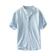 thumbnail image 2 of Men Shirts, Men's Summer Casual Solid Color Fitting Short Sleeved Round Neck Shirts, 2 of 3