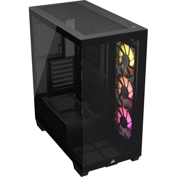 CORSAIR 3500X ARGB Mid-Tower ATX PC Case â Panoramic Tempered Glass â Reverse Connection Motherboard Compatible â 3X CORSAIR RS120 ARGB Fans Included â Black