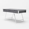 thumbnail image 3 of HomeRoots 482422 30 x 63 x 28 in. Gray & Chrome Rectangular Writing Desk with Three Drawers, 3 of 7