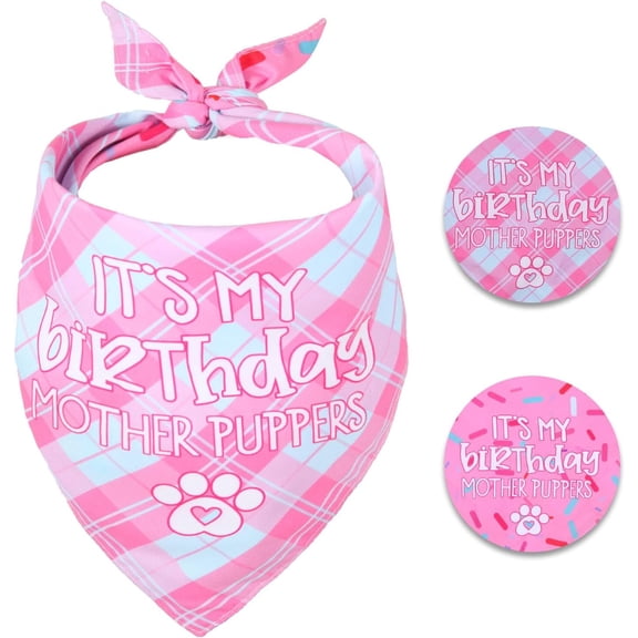 Dog Birthday Bandana Small Reversible Multi Size Offered for Dog Birthday Girl, Dog Birthday Party Supplies for XSmall to Medium Pets Cats