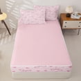 thumbnail image 4 of Homewish Girls Pink Zipper Twin Comforter Sets with Fitted Sheet and 2 Pillowcases,Bowknot Hearts Zipper Bedding Set,Pink Reversible,4 Pieces, 4 of 7