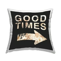 Stupell Industries Good Times Arrow Pointing Square Decorative Printed Throw Pillow, 18 x 18