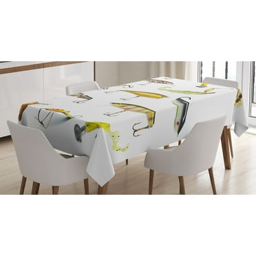 Ambesonne Fish Tablecloth Rectangular Table Cover, Hunting Sea Animals Theme, 52"x70", Multicolor