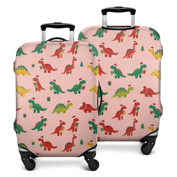 Pink Christmas Dinosaurs Pattern Luggage Cover Fashion Suitcase Cover Baggage Covers Fit 25-28 Inch Luggage (Go Travel)