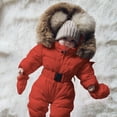thumbnail image 2 of Coerni Baby Winter Puffer Snowsuit Faux Fu𝐫 Hooded Down Outfits Elastic Waist Warm Zip Up Quilted Onesie Ski Jacket, 2 of 7