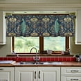 thumbnail image 3 of Yayeee Kitchen Curtains Tier Set of 2 Light Filtering 57"x24" Over Sink Window Panels, Navy Blue Peacock Pattern, 3 of 7