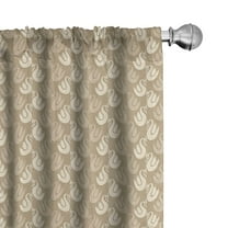 Ambesonne Swan Window Curtains, Abstract Curvy Silhouettes, Each 28" W x 63" L, Pale Brown Sand Brown