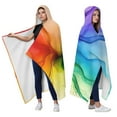 thumbnail image 2 of Wearable Blanket,Colorful Ink Pattern Hooded Wearable Flannel Blanket for Adults & Teens,Winter Poncho Shawl Wrap Cape Cozy Anti-Pill,60"x80", 2 of 5