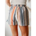 thumbnail image 4 of Asyoly Womens Striped Shorts for Summer Casual Vintage Washed Elastic Frill Waist Shorts with Pocket, 4 of 8