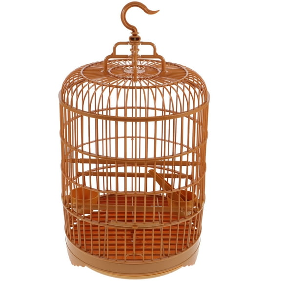 Creative Plastic Bird Cage for Parrots and Parakeets with Brown Color and Round Design 1 Set