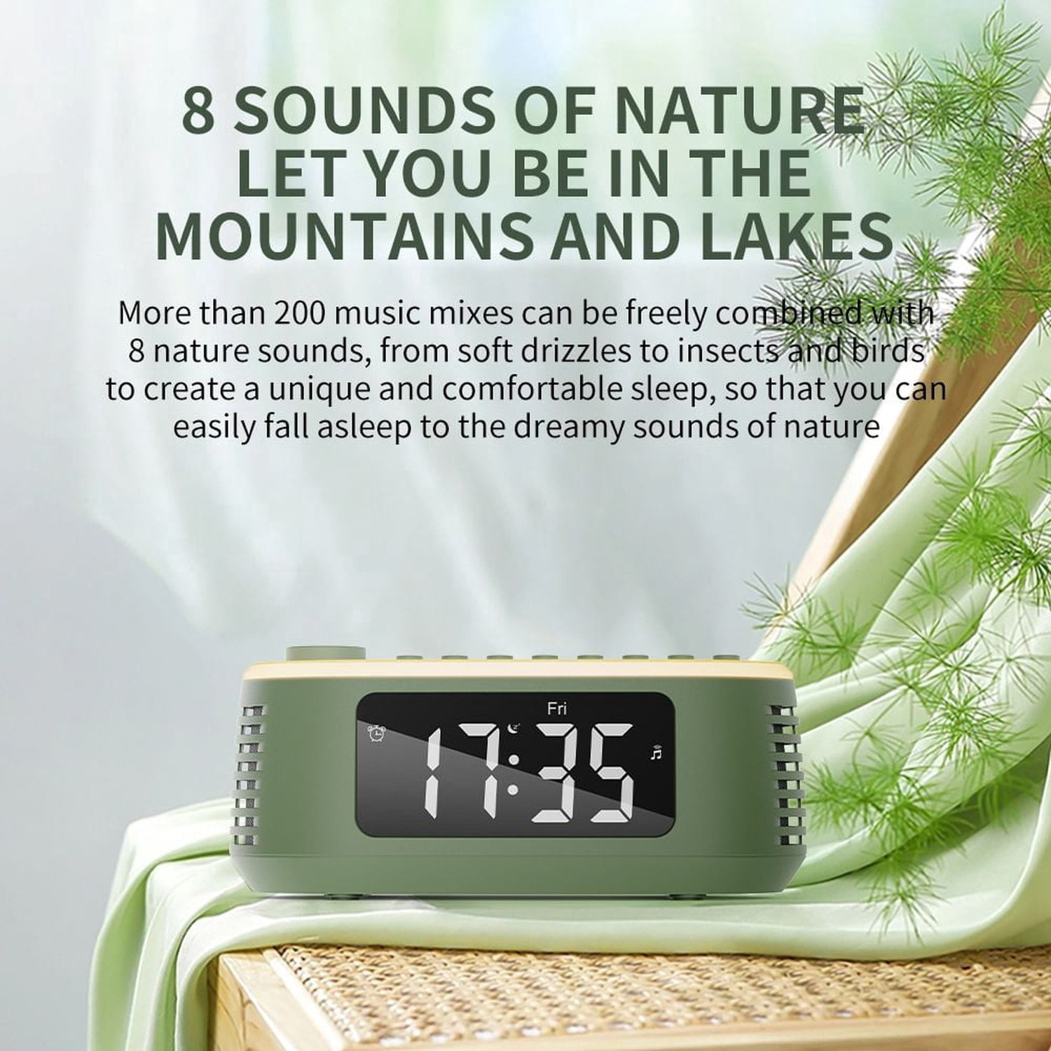 T13 White Noise Machine Bluetooth Speaker, Digital Alarm Clock Sleep Timer with LED Display RGB Night Light, Soothing Natural Sleeping Sound Machine for Baby, Kids, Adults, Bedrooms (Black)