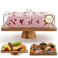 thumbnail image 1 of Homesphere Soporte para tartas de madera de acacia con tapa, soporte rectangular para tartas 2 en 1, juego de mesa de postre y tabla de charcutería para patatas fritas de queso, plato de frutas, cubie, 1 of 7