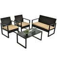 thumbnail image 4 of Pemberly Row Ensemble de Mobilier de Patio Contemporain en Rotin, 4 Pcs, Brun, 4 of 11