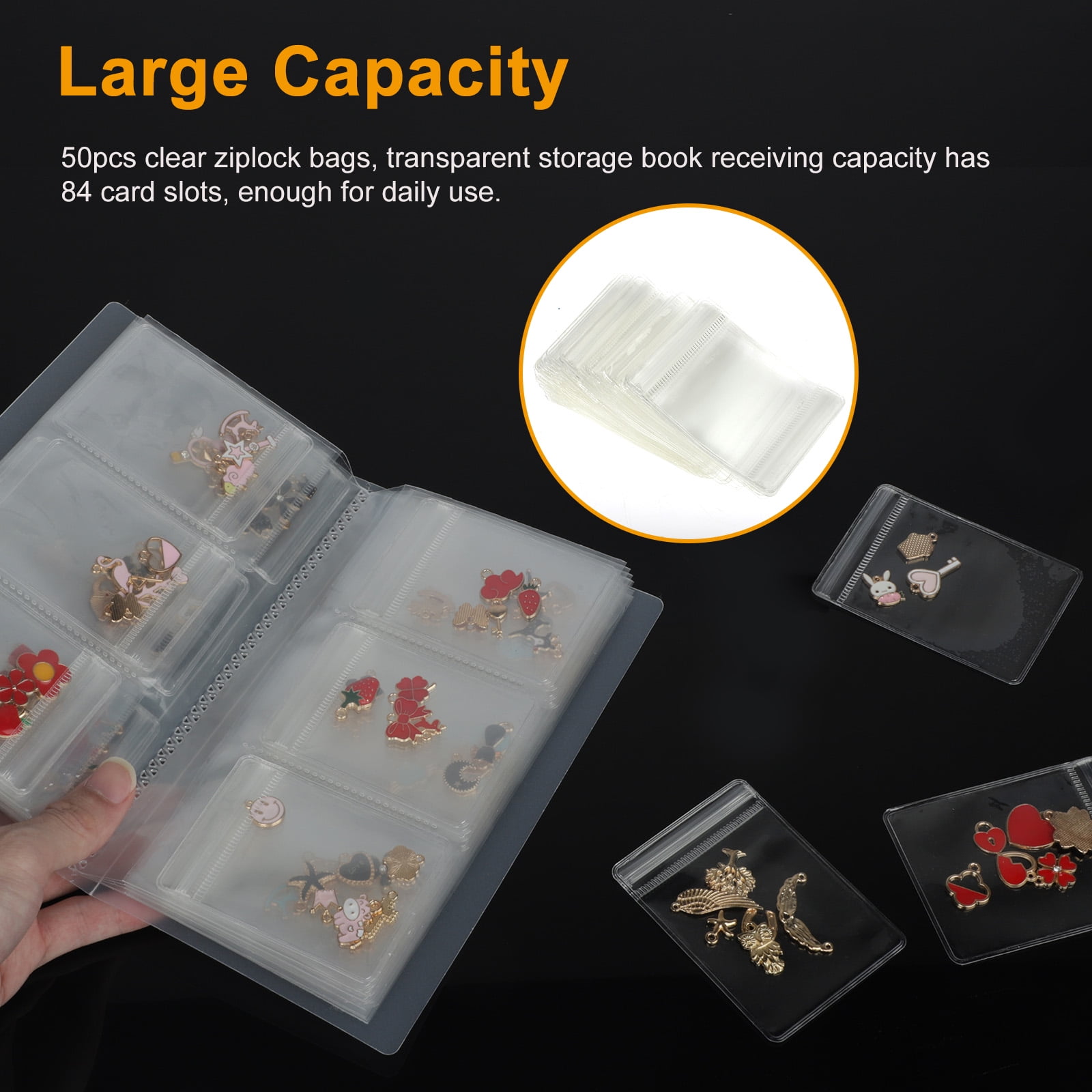 CRASPIRE 1 Set Transparent Jewelry Storage Book, with 312 Slots and 120Pcs  Clear Zip Lock Bags, PVC Anti Oxidation Jewelry Storage Organizer for Rings  Necklaces Bracelets Earrings Jewelry Beads, Clear, 30x27.5x5.5cm