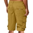 thumbnail image 4 of TQWQT Light Brown Shorts Men Big and Tall Casual Cargo Shorts Knee Length Elastic Waist Lightweight Shorts with 6 Pockets Light Brown L, 4 of 4