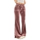 thumbnail image 2 of Karight Velvet Pants Women Lounge Comfy Womens Velour Flare Pants Casual Pants Wide Leg High Waisted Drawstring with Pockets, 2 of 5