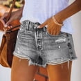 thumbnail image 2 of VBVC Women's Ripped Cutoff Denim Shorts , High Waisted Distressed Jean Shorts For Women,Ladies' Frayed Hem Summer Shorts with Pockets,Gray,S-2XL, 2 of 10