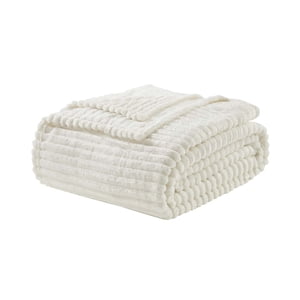 Nestl Cut Plush Fleece Blanket King Size, White