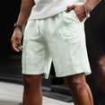 thumbnail image 4 of Mens Striped Casual Shorts Summer Beach Elastic Waist Drawstring Shorts with Pockets Mens Athletic Gym Shorts Daily Wear Walking Summer Outfit Green S, 4 of 5