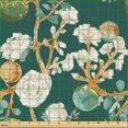 thumbnail image 2 of Ambesonne Botanical Fabric by the Yard Upholstery, Space Vibes Floral Print, 1 Yard, Dark Teal and Pale Rose, 2 of 5