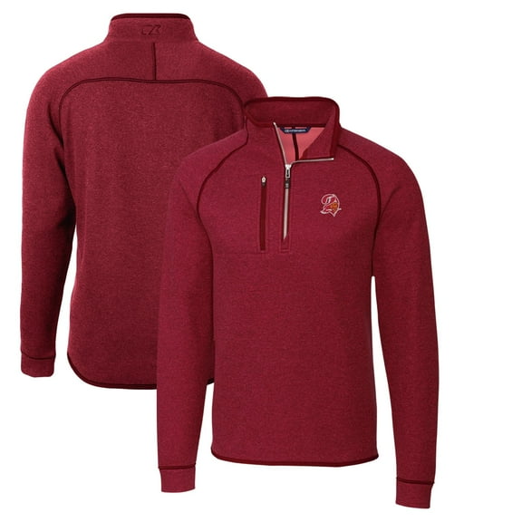 Men's Cutter & Buck Red Tampa Bay Buccaneers Mainsail Sweater-Knit Half-Zip Pullover Jacket