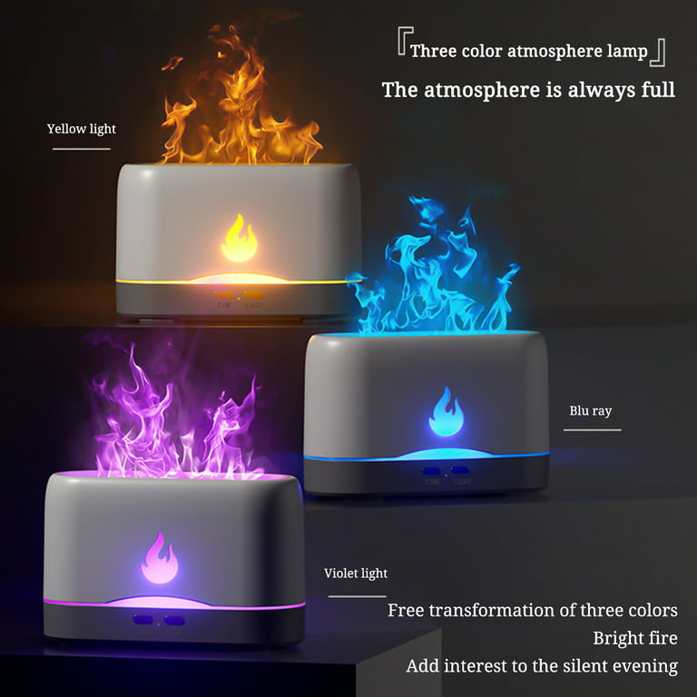 Flame Air Diffuser,Humidifier,Portable-Noiseless Aroma Diffuser for  Home,Office or Yoga Essential Oil Diffuser with No-Water Auto-Off Protection