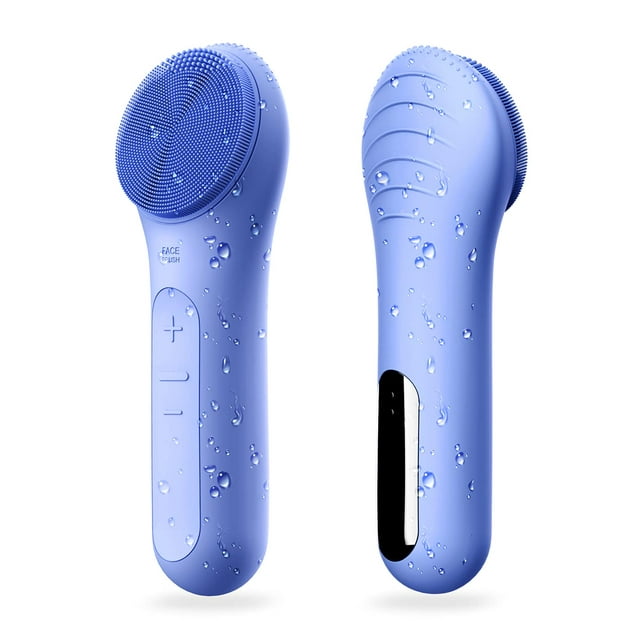NgraCoola CLIE Cepillo de limpieza facial impermeable y recargable cepillo exfoliante facial para hombres y mujeres limpieza exfoliante y masaje exfoliante facial eléctrico - azul