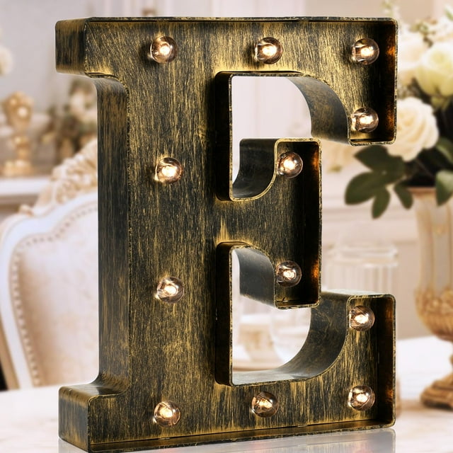 Letrero Luminoso Vintage OYCBUZO Dorado y Negro de LED, 22.6 cm