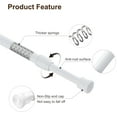 thumbnail image 4 of Mumo 6 Pcs Spring Tension Curtain Rod,Multifunctional Adjustable Rods for Kitchen Bathroom Wardrobe Closet,No Drilling,White,20-35", 4 of 5