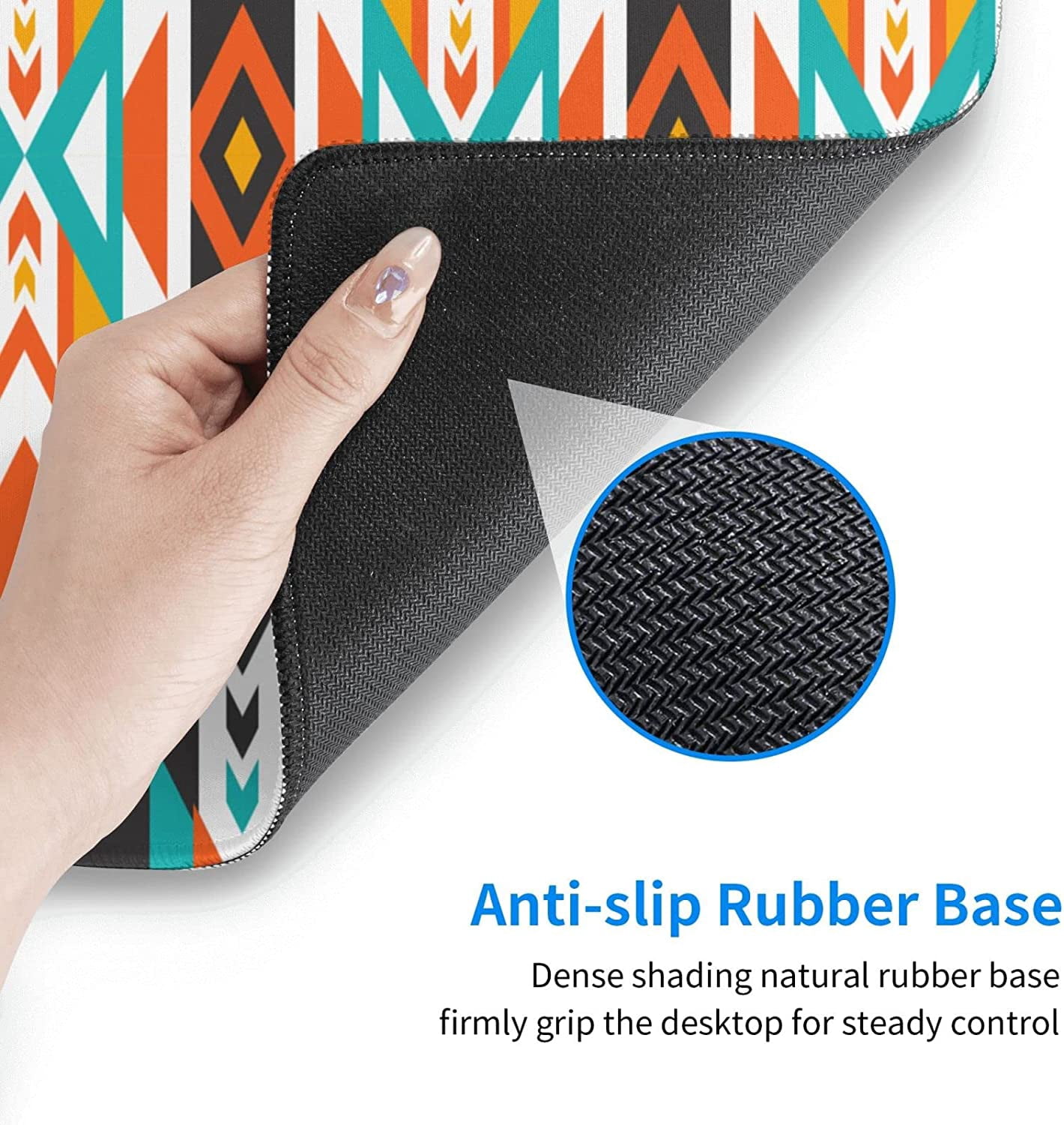 American Ethnic Culture Gaming Mouse Pad XL, Extended Stitched Edges Mousepad, Large Mouse Mat Desk Pad, Long Non-Slip Rubber Base Mice Pad（31.5x12 Inch）