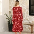 thumbnail image 4 of Women's Christmas Printed Fashionable Loose Round-Neck Dress for Casual Comfort and Holiday Festivities with Vintage Print,Wine,L, 4 of 5