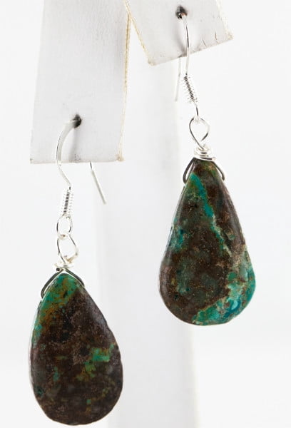 Certified Authentic Navajo .925 Sterling Silver Earrings With Natural Turquoise - Native American Handcrafted Dangle Earrings