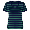 thumbnail image 6 of DHFJKG Women's Striped T Shirts Casual V Neck Short Sleeve Regular Fit Summer Top Casual Graphic Tee Comfortable Tops, 6 of 9